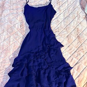 Robbie Bee Blue Asymmetrical Ruffled Sundress Set